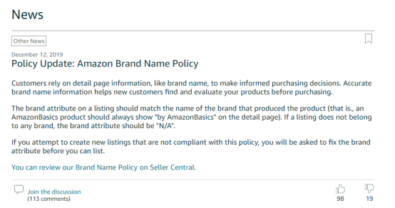 亚马逊发布品牌政策更新，无品牌备案的listing不能随意填写品牌名称！